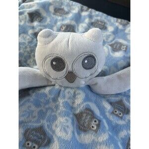 Blankets & Beyond Owl Lovey Security Blanket Blue White Plush Stuffed Animal Toy